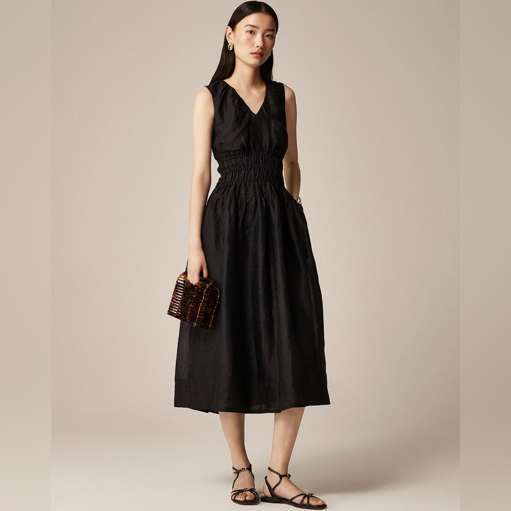 J.Crew Tall Hyacinth V-neck dress in ramie CJ398